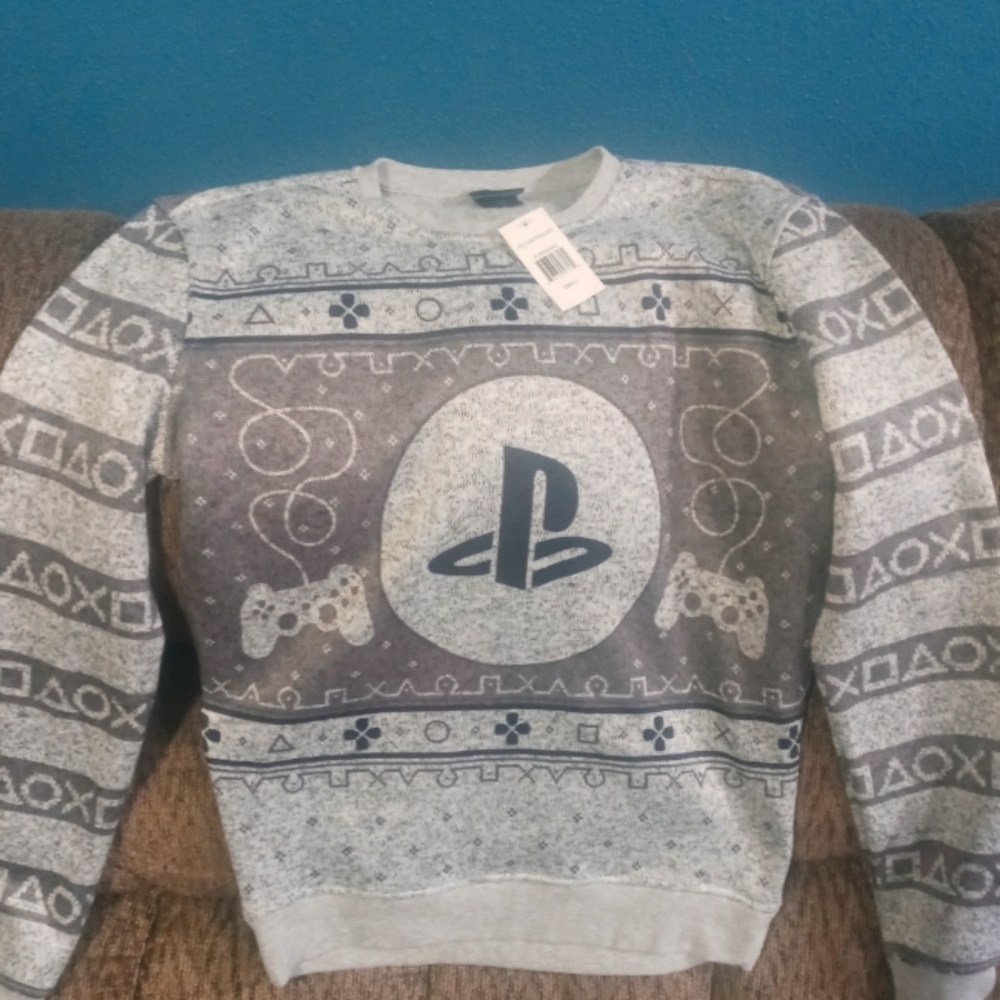 Mens Playstation Christmas Sweater New!